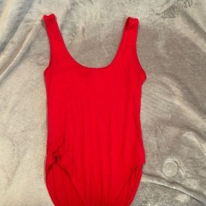 Forever 21 red ribbed bodysuit SIZE S